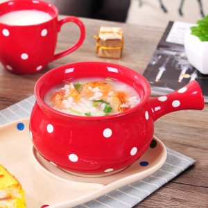 1日式网红餐具ins早餐手柄碗单个创意个性家用饭碗可爱陶瓷沙拉盘