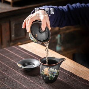 3日式陶瓷盖碗茶杯 家用功夫茶具三才盖碗茶碗 窑变泡茶碗茶道茶艺3