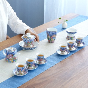 2创意新款青花瓷茶壶大容量泡茶壶珐琅彩陶瓷茶壶单壶家用功夫茶具