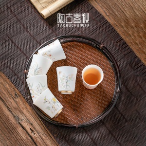 2素烧德化白瓷品茗杯陶瓷象牙白小茶碗家用功夫茶具单杯主人杯茶杯