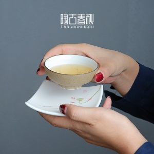 3定窑手绘陶瓷品茗杯杯托茶艺茶杯杯垫 功夫茶具配件茶杯隔热垫3