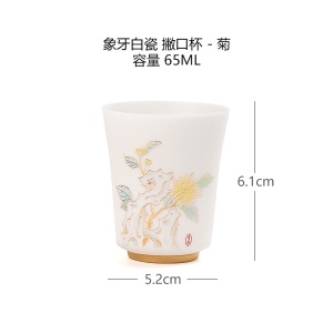 2素烧德化白瓷品茗杯陶瓷象牙白小茶碗家用功夫茶具单杯主人杯茶杯