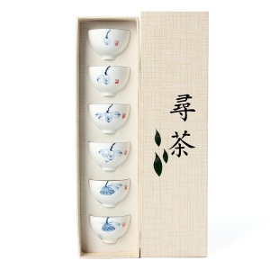 3手绘功夫茶具套装家用杯子6只装陶瓷品茗杯小茶碗喝茶小茶杯茶盏3