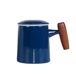 2陶瓷泡茶杯 茶水分离杯办公杯带盖过滤茶杯999纯银水杯礼盒