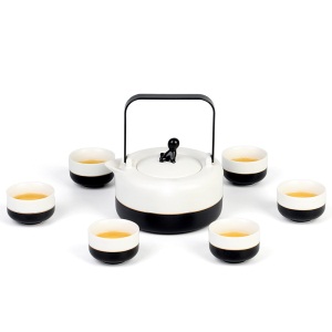 2简约日式大茶壶茶杯套装 陶瓷家用大容量提梁壶绿茶花茶茶具礼盒