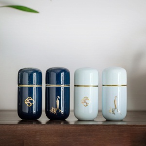 3创意色釉陶瓷小号茶叶罐锡盖茶叶盒随身旅行便携密封罐家用香薰罐3