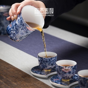 2青花瓷公道杯家用白玉瓷分茶杯陶瓷匀杯 功夫茶具茶海分茶器