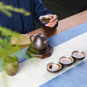 2999纯银茶杯家用紫砂鎏银小茶杯手绘主人杯单杯功夫茶具茶盏茶碗