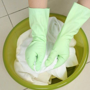 6美丽雅家务清洁塑胶手套厨房耐用橡胶洗碗洗衣防水胶皮手套3双装