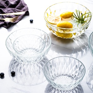c5透明玻璃碗家用甜品碗水果沙拉碗大号汤碗创意学生泡面碗耐热餐具