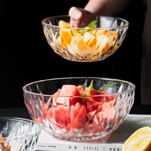 c11透明玻璃碗家用甜品水果沙拉碗盘网红学生泡面碗耐热玻璃餐具