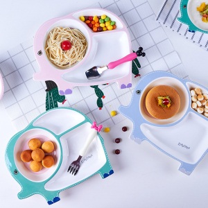 c2宝宝餐盘儿童餐具陶瓷创意卡通飞机早餐盘子碗可爱家用分隔分格盘