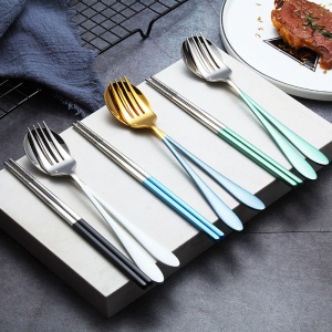 d3ins网红创意可爱不锈钢便携餐具套装叉勺子成人学生可爱三件套