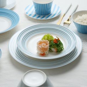 c5北欧简约碗碟套装家用 创意陶瓷餐具套装吃饭碗盘子菜盘深盘 蓝调