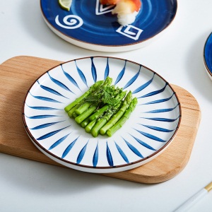 c5景唐 日式创意牛排盘手绘釉下彩新骨瓷陶瓷餐具家用平盘深盘子