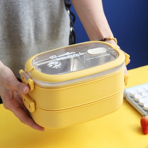 d3不锈钢带餐具饭盒学生上班族餐盒可微波炉加热便当盒带汤碗打包
