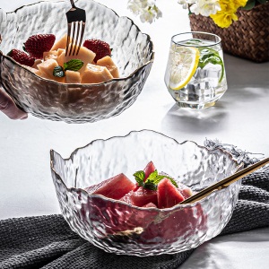 c11皇龍轩 日式玻璃沙拉碗创意透明甜品碗创意透明甜品碗水果碗