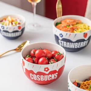c5景唐 创意个性家用水果沙拉碗少女心草莓碗卡通可爱餐具面碗汤碗