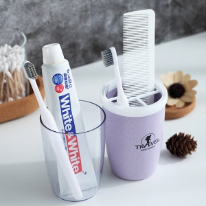 d3放牙膏牙刷收纳盒便携旅行牙刷杯带盖可爱创意多功能漱口杯洗漱杯