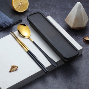 d3不锈钢餐具盒三件套筷子勺子套装学生便携可爱日式创意叉子单人装