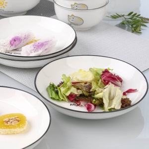 d1情侣2/4人碗碟套装 家用陶瓷吃饭碗盘子面碗汤碗大号碗筷餐具组合