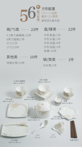c11皇龙轩 碗碟套装家用欧式简约骨瓷餐具景德镇陶瓷碗盘筷子组合