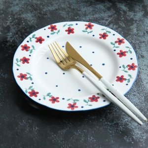 c5景唐日式手绘釉下彩盘子家用菜盘创意陶瓷餐具网红早餐盘套装组合