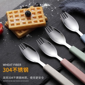 d3麦秸秆筷勺叉便当筷子勺子套装餐具三件套学生便携两件套勺叉日式