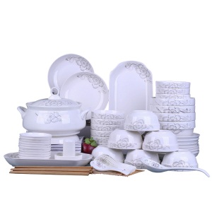 d1碗碟套装108件家用陶瓷大号汤碗筷饭面碗盘创意个性轻奢餐具组合