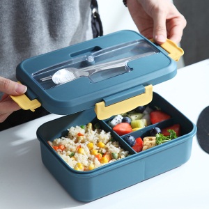 d3饭盒便当盒学生食堂分格便携微波炉专用加热分隔型上班族餐盒套装