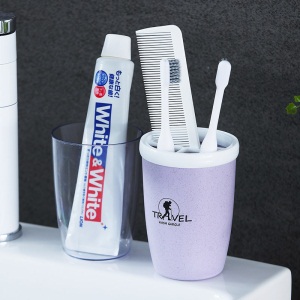 d3放牙膏牙刷收纳盒便携旅行牙刷杯带盖可爱创意多功能漱口杯洗漱杯