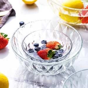 c5透明玻璃碗家用甜品碗水果沙拉碗大号汤碗创意学生泡面碗耐热餐具