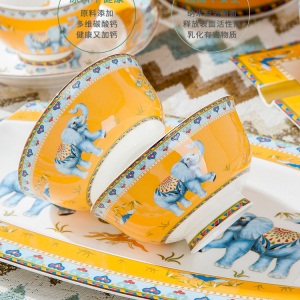 b1欧式高档套装餐具骨瓷组合轻奢北欧家用碗碟骨瓷盘子碗筷简约创意