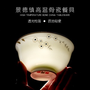 c5景唐 景德镇骨瓷餐具韩式碗碟套装 碗家用陶瓷盘筷碟创意欧式送礼