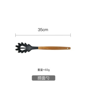 c2耐高温硅胶厨具套装家用厨房用具漏勺汤勺木柄加厚炒菜不粘锅铲子