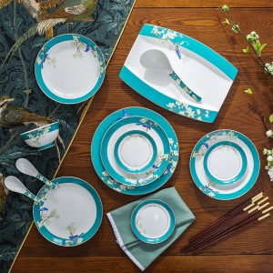 c11碗碟家用中式创意牛排西餐盘子陶瓷餐盘饭盘菜盘鱼盘碗碟子组合