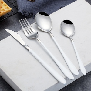 d3欧式304不锈钢吃牛排刀叉盘子套装西餐叉子勺子刀餐具4件全套家用