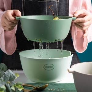 c2双层塑料沥水篮洗菜盆子家用厨房多功能大号创意北欧水果蔬菜篮子
