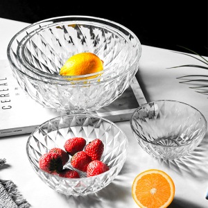 c11透明玻璃碗家用甜品水果沙拉碗盘网红学生泡面碗耐热玻璃餐具