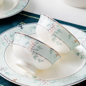 c11碗碟套装家用组合欧式景德镇骨瓷餐具碗盘碗筷简约陶瓷碗盘子饭碗
