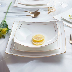 c5骨瓷盘子菜盘家用简约陶瓷餐具碟子北欧创意西餐盘牛排盘描金边盘