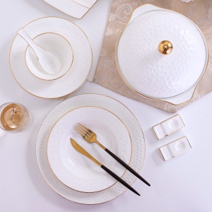 b161头碗碟套装家用组合欧式景德镇骨瓷餐具碗盘碗筷吃饭陶瓷碗盘