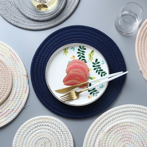 c5景唐 日式麻棉圆形餐垫杯垫餐桌家用西餐垫隔热垫防滑锅垫盘碗垫