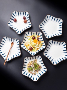 c6日式餐具网红盘子菜盘家用陶瓷创意个性奇异形碟子不规则沙拉深盘