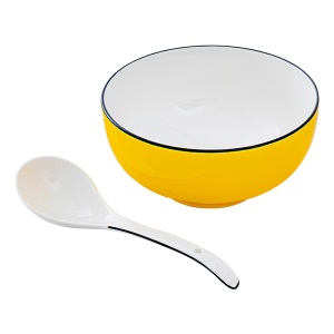 c6家用汤碗大碗单个配大汤勺汤盆泡面碗芝士黄创意个性陶瓷餐具套装