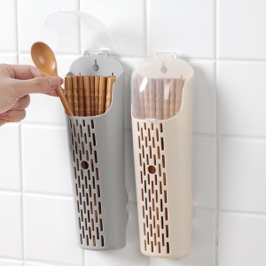 d5家用塑料筷子筒收纳架壁挂式盒厨房用品篓沥水置物架免打孔勺子笼