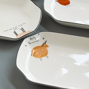 c6创意卡通装鱼盘子家用新款陶瓷日式大号早餐盘寿司盘刺身盘蒸鱼盘