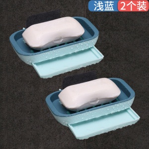 d5肥皂盒架子沥水洗衣肥皂盒卫生间创意免打孔双层吸盘壁挂式香皂盒