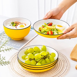 c6日式单个碗盘 自由组合餐具家用创意个性陶瓷碗盘勺子汤碗泡面碗