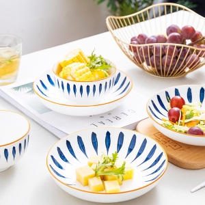 c6日式餐具碗碟套装家用2人碗盘北欧简约创意个性饭碗陶瓷碗筷盘子